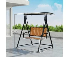 "Outsunny Hollywood" supynės su reguliuojamu stogeliu nuo saulės, dvivietės sodo supynės, oro sąlygoms atsparus supamasis suoliukas, apkrova iki 240 kg, sodo gultas sode, terasoje, 142 x 112 x 162 cm, juodos spalvos