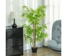 Outsunny HOMCOM dirbtinis bambukas, didelis 150 cm, plastikiniai dirbtiniai vazoniniai augalai, tikroviškas bambukas su dirbtinėmis samanomis svetainei, miegamajam, biurui, sodui, moderni dekoracija