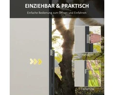 Outsunny ištraukiama šoninė markizė, 300 x 140 cm sodo markizė, apsauginė sienelė su UV apsauga, apsauga nuo vėjo, metalas, poliesteris, šviesiai pilka
