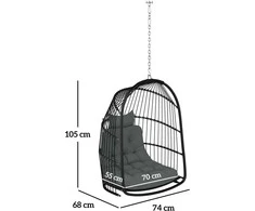 Outsunny kabančio krėslo pintas krepšys su pagalvėlėmis, poliratano sūpynės, lauko/vidaus sulankstomas kabančio krėslo fotelis, atlaikantis iki 150 kg, kabančios sūpynės, krepšio tipo kėdė svetainei, balkonui, terasai, tamsiai pilka
