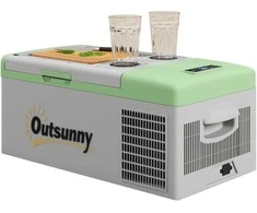 "Outsunny" kompresorinė šaldymo dėžė 16 l, šaldymo dėžė automobiliui 12/24 V DC ir 100-240 V AC, iki -20 °C, nešiojama šaldymo dėžė su MAX/ECO režimais, mini šaldytuvas kempingui, sunkvežimiui, valčiai, RV ir elektros lizdui