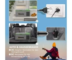 "Outsunny" kompresorinė šaldymo dėžė 16 l, šaldymo dėžė automobiliui 12/24 V DC ir 100-240 V AC, iki -20 °C, nešiojama šaldymo dėžė su MAX/ECO režimais, mini šaldytuvas kempingui, sunkvežimiui, valčiai, RV ir elektros lizdui