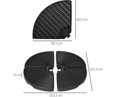 Outsunny Konsolinio skėčio svoris Konsolinio skėčio svoris, atsparus atmosferos poveikiui, 52 kg vandens/68 kg smėlio, HDPE