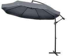 "Outsunny" konsolinis skėtis 295x295cm skėtis rankinis alkūninis tinklelis nuo uodų 360° pasukamas sodo skėtis 8 asmenų skėtis balkonas plieno poliesteris