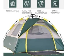 Outsunny kupolinė palapinė 3 asmenims poliesteris žalia 205x195x135cm kaiščiai