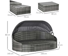Outsunny Lauko baldų komplektas 4 dalių - pilka 230 x 145 x 80 cm