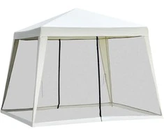 Outsunny Lauko pavėsinė su tinkleliu nuo uodų - kreminė balta 3 x 3 m