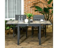 Outsunny Lauko valgomojo stalas su ištraukiamu stalviršiu - pilka 160 x 80 x 75 cm