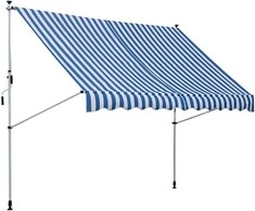 Outsunny Markizė su atlenkiama rankena 300x150 cm, mėlyna/balta, aliuminis