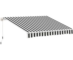 Outsunny Markizė su rankine rankena - balta su mėlyna 395 x 245 cm