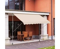 Outsunny Markizė su rankiniu alkūniniu mechanizmu - smėlio spalvos, 300 x 150 cm