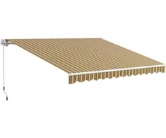 Outsunny Markizė su rankiniu alkūniniu mechanizmu 3,5 x 2,5 m Geltona su Pilka