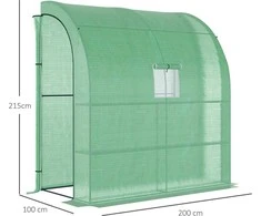 Outsunny Mažas šiltnamis su 2 durimis UV apsauga PE žalias 200 x 100 x 215 cm