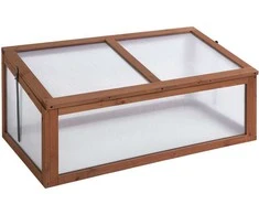 "Outsunny" medinis šaldymo rėmas, mini šiltnamis 100 x 65 x 40 cm, šiltnamis su dangčiu, apsauga nuo UV spindulių, permatomas šaldymo rėmas, žiemai atspari pakelta lova sode, rudos spalvos