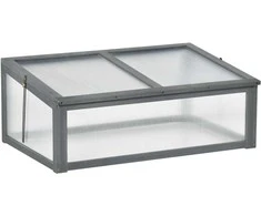 "Outsunny" medinis šaldymo rėmas, mini šiltnamis 100 x 65 x 40 cm, šiltnamis su dangčiu, apsauga nuo UV spindulių, permatomas šaldymo rėmas, žiemai atspari pakelta lova sode, pilkos spalvos