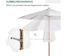 Outsunny Medinis sodo skėtis 2,5 m - Kreminis
