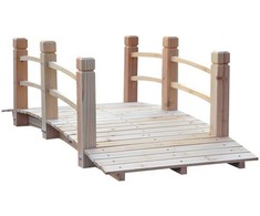 Outsunny® sodo tiltelis, medinis tiltelis su turėklais, iki 180 kg, eglės mediena