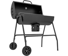 "Outsunny" medžio anglių kepsninė iš metalo BBQ rūkykla su dangčiu termometro ratukais reguliuojama medžio anglių padėklo rankena, mobilus grilio vežimėlis medžio anglių kepsninė, medžio anglių kepsninė, skirta kepsninei, stovyklavietei, terasai, 95x71,5x102 cm