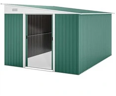 Outsunny Metal Garden Sheds Sloping Roof Lockable Double Door 2.8 x 3.45 x 2.01m Žalias