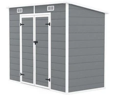 Outsunny metalinė daiktadėžė 2,4 x 1,3 m, vandeniui atspari daiktadėžė, daiktadėžė sodui, pilka