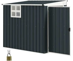 "Outsunny" metalinė įrankių stoginė 2,7m² 128x193x181cm įrankių stoginė su vienšlaičiu stogu, langu, rakinamomis durimis, atspari atmosferos poveikiui, sodo stoginė lauko sodo stoginė, skirta kiemo lauko teritorijai, tamsiai pilka
