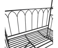 Outsunny Metalinė rožių arka su suoliuku - juodas 115 x 50 x 203 cm