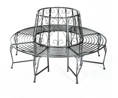 Outsunny Metalinis apvalus medžio suoliukas 360° sodo suoliukas ∅160cm