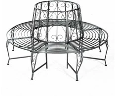 Outsunny Metalinis apvalus medžio suoliukas 360° sodo suoliukas ∅160cm