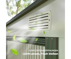 Outsunny Metalinis įrankių namelis 2,81 m² 154x206,5x181 cm, įrankių laikymo patalpa su vienšlaičiu stogu ir pamatu
