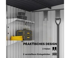 Outsunny metalinis sodo namelis 2,81 m² 154x206,5x181 cm įrankių namelis su vienšlaičiu stogu ir pamatu