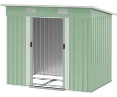 Outsunny Metalinis sodo namelis įrankiams 2,3 m², 207 x 130 x 182 cm, šlaitinis stogas, langas, pamatas, stumdomos durys, atsparus oro sąlygoms, lauko sodo namelis kiemui, žalias
