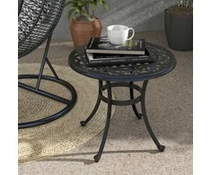 Outsunny Metalinis sodo staliukas su aliuminio rėmu 60 x 60 x 53 cm