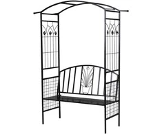 Outsunny Metalinis suoliukas arka vijokliniams augalams - juodas 154 x 60 x 205 cm