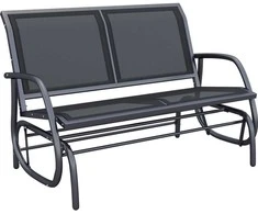 Outsunny 2 vietų sūpynės, sodo suoliukas, lauko suoliukas, parko suoliukas, metalinis, juodas, 120 x 70 x 88 cm