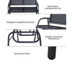 Outsunny Metalinis supamasis lauko suoliukas, sodo sūpynės 2 sėdimų vietų 120 x 70 x 88 cm