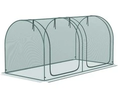"Outsunny" mini šiltnamis 2,49x1,2 m dydžio augalų apsaugos palapinė su durimis, skirta sodui ir balkonui, plieno rėmas ir HDPE tinklas, tamsiai žalia