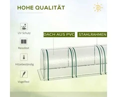 Outsunny plėvelinis šiltnamis, šiltnamis, šiltadaržis su durimis, daigykla, augalų namelis, augalų auginimui, plėvelė, plienas, skaidrus, 295 x 100 x 80 cm
