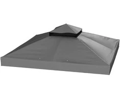 Atsarginis stogas Outsunny pavėsinei 3 x 3 m, vandeniui atsparus pavėsinės stogas, dvigubas atsarginis uždangalas sodo pavėsinei, atsarginės dalys iš Oksfordo audinio, 370 g/m², tamsiai pilkas