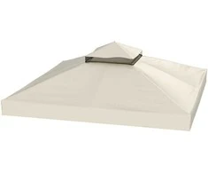 „Outsunny“ atsarginis stogas paviljono 3 x 3 m, vandeniui atsparus paviljono stogas, dvigubo stogo atsarginis uždangalas sodo paviljonui, „Oxford“ audinio atsarginės dalys, 370 g/m², kreminės baltos spalvos
