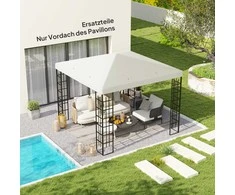 Outsunny "Outsuuny" pakaitinis pavėsinės stogas 3 x 3 m, neperšlampamas pavėsinės stogas, pakaitinė danga sodo pavėsinei, atsarginės dalys iš Oksfordo audinio, 370 g/m², šviesiai pilkos spalvos
