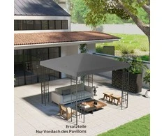 Outsunny "Outsuuny" pakaitinis pavėsinės stogas 3 x 3 m, neperšlampamas pavėsinės stogas, pakaitinė danga sodo pavėsinei, atsarginės dalys iš Oksfordo audinio, 370 g/m², tamsiai pilkos spalvos
