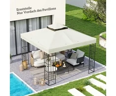 Outsunny "Outsuuny" pakaitinis pavėsinės stogas 3 x 3 m, neperšlampamas pavėsinės stogas, dvigubas pakaitinis sodo pavėsinės stogas, atsarginės dalys iš Oksfordo audinio, 370 g/m², šviesiai pilkos spalvos