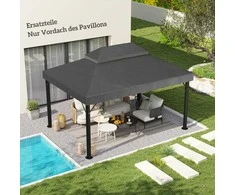 Outsunny "Outsuuny" pakaitinis pavėsinės stogas 3 x 4 m, neperšlampamas pavėsinės stogas, dvigubas pakaitinis sodo pavėsinės stogas, atsarginės dalys iš Oksfordo audinio, 370 g/m², tamsiai pilkos spalvos