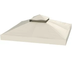 Outsunny "Outsuuny" pakaitinis pavėsinės stogas 3 x 3 m, vandenį atstumiantis pavėsinės stogas, dvigubas pakaitinis sodo pavėsinės stogas, atsarginės dalys iš Oksfordo audinio, 370 g/m², kreminės baltos spalvos