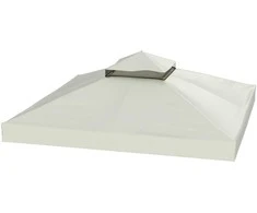 Outsunny "Outsuuny" pakaitinis pavėsinės stogas 3 x 3 m, neperšlampamas pavėsinės stogas, dvigubas pakaitinis sodo pavėsinės stogas, atsarginės dalys iš Oksfordo audinio, 370 g/m², šviesiai pilkos spalvos