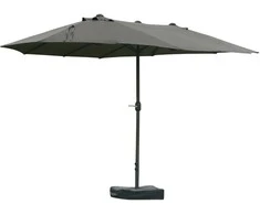 Outsunny Ovalus dvigubas skėtis sodo, terasos skėtis - tamsiai pilka 460 x 270 x 240 cm