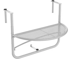 Outsunny Pakabinamas staliukas balkonui, reguliuojamo aukščio pusapvalis Ø30 cm - balta L60 x W45 x H50 cm