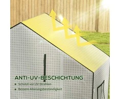 "Outsunny" pakaitinė plėvelė PE plėvelės pakaitinė danga su apsauga nuo UV spindulių, ritininės durys, šoninis langas, šiltnamio plėvelė šiltnamiui, pomidorų nameliui, 140 x 73 x 190 cm, balta