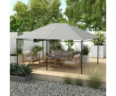 "Outsunny" pakaitinis 4 x 3 m pavėsinės stogas, vandeniui atsparus pavėsinės stogas su UV apsauga 30+, pakaitinis sodo pavėsinės stogas, atsarginės dalys iš poliesterio audinio, 180 g/m², šviesiai pilkos spalvos