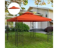 Outsunny atsarginis stogas pavėsinės stogas metalinei pavėsinei, sodo pavėsinei, 3x3 m, rūdžių raudonos spalvos, poliesteris